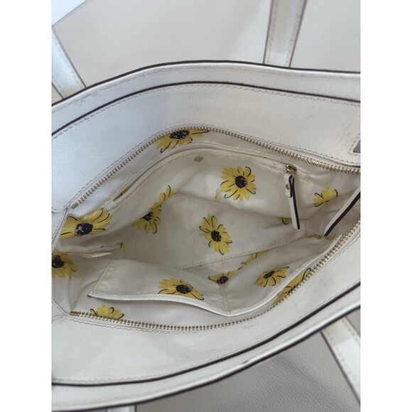 Kate Spade Cedar Street Straw Medium Tote Bag White Straps h - Picture 14 of 14